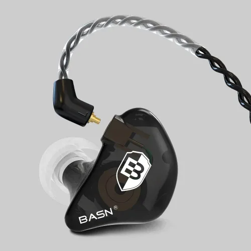 Miniatura 3 de BASN Auriculares profesionales intrauditivos con monitor para cantantes, bateristas y músicos con conector MMCX IEM (Pro Clear Negro)
