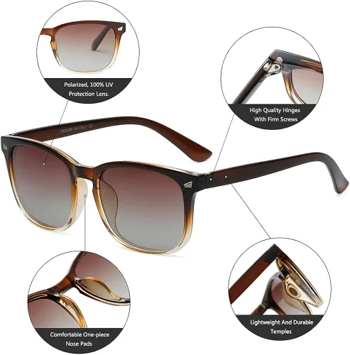Miniatura 4 de DUSHINE - Gafas de sol polarizadas para mujer, estilo clásico, retro, 100 % protección UV