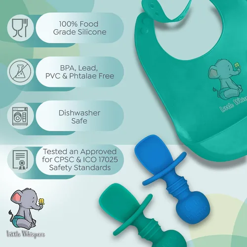 Miniatura 7 de LittleWhispers - Cucharas de silicona para bebés, autoservicio de 6 meses, utensilios aptos para bebés, niños pequeños y niños, primera etapa