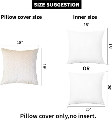 Miniatura 4 de Juego de 2 fundas de almohada decorativas color beige de 18 x 18 pulgadas, fundas de cojín cuadradas para sofá, cama, sala de estar