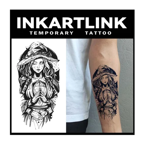 INKARTLINK Tattoo Tech, 2 hojas de tatuaje semipermanente mediano, tatuajes temporales de diseño artístico para adultos, dura 1-2 semanas,