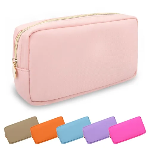 Miniatura 72 de Estuche pequeño para lápices y maquillaje para bolso, lindo estuche de lápices, bolsa de pinceles de maquillaje de nylon con cremallera, estuche