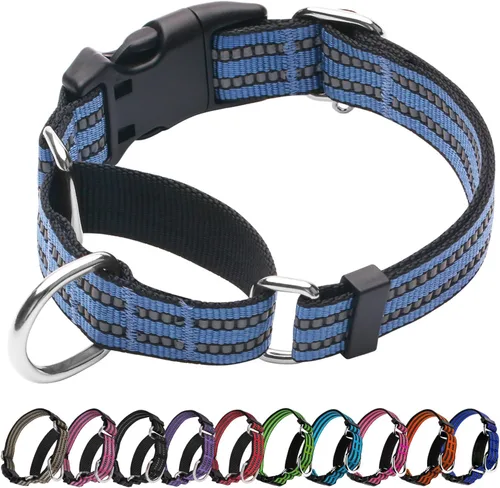 Miniatura 12 de Martingale - Collar para perro, collar reflectante ajustable de nailon con hebilla de liberación rápida (rosa intenso, talla L)