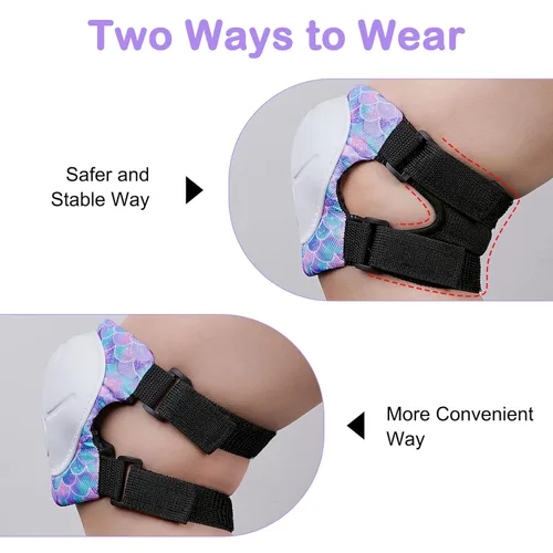 Miniatura 6 de FIODAY Rodilleras para niños, conjunto de equipo de protección ajustables para niños, rodilleras y coderas con protector de muñeca para niñas