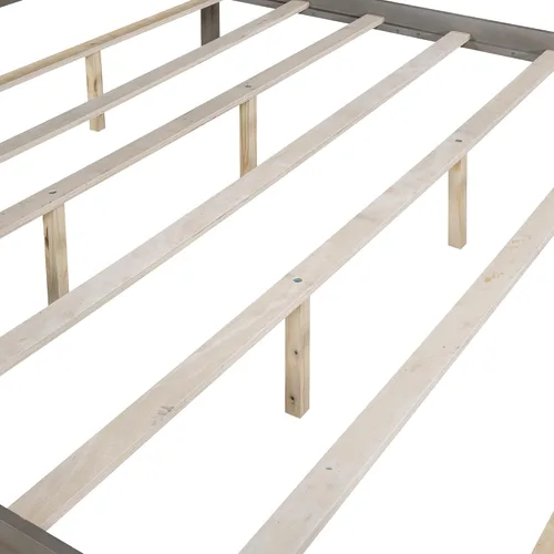 Miniatura 8 de Harper & Bright Designs Cama con dosel con cabecero, marco de madera con patas de apoyo, plataforma de tamaño King para adolescentes y adultos,