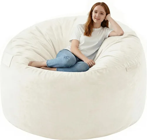 Miniatura 88 de Silla de Puf de 3 Pies, Sillas de Puf Cómodas con Relleno de Espuma Viscoelástica, Sofá de Puf Esponjoso con Funda de Terciopelo Holandés, Sillas