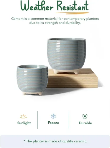 Miniatura 6 de LE TAUCI Macetas de cerámica para plantas, macetas con patas de 5.1 + 6.4 pulgadas para plantas, macetas modernas para flores para el hogar