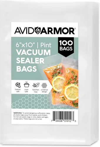 Avid Armor bolsas comerciales para envasar al vacío, libres de BPA, ideales para Sous Vide. Paquete de 100 unidades., Transparente