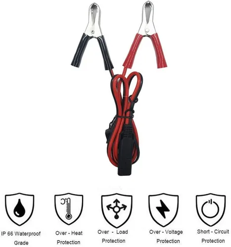 Miniatura 6 de Clips SAE a Cocodrilo – Abrazadera de cargador de batería de 2 pies, cable de extensión de cargador de goteo de 12 V-24 V, cable de extensión