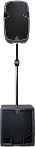 Miniatura 2 de Ultimate Support SP-90B Telelock Poste de altavoz con conexión roscada M20 y adaptador de subwoofer estándar