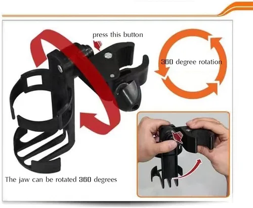 Miniatura 4 de Portavasos para scooter, soporte para botella de bicicleta con rotación de 360 grados, accesorios antideslizantes de desmontaje rápido, soporte
