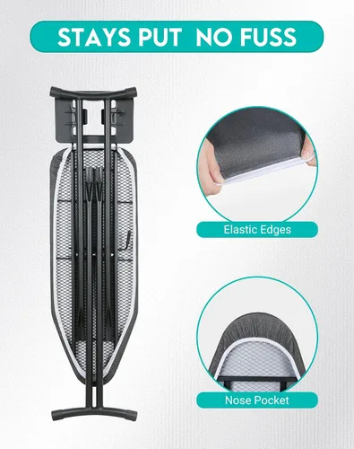 Miniatura 5 de ZOES HOMEWARE 2025 Funda y almohadilla reforzada para tabla de planchar, tamaño estándar 15x54, acolchado extra grueso y revestimiento de aluminio