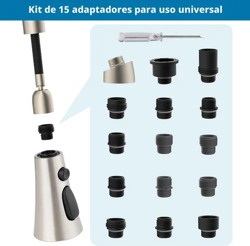 Miniatura 2 de Reemplazo universal de cabezal de grifo de cocina con kit de 15 adaptadores compatible con grifos American Standard/Kohler/Moen/Delta, cabezal