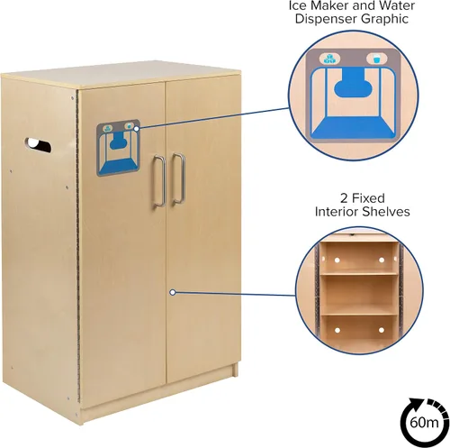 Miniatura 4 de Flash Furniture Hercules - Refrigerador de cocina de madera para niños para uso comercial o doméstico, seguro, diseño apto para niños, natural