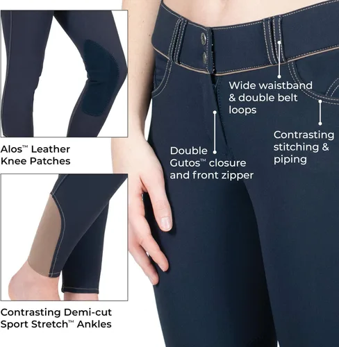 Miniatura 3 de ELATION EuroSeat - Pantalones de equitación de platino Brooklyn de cintura alta para mujer