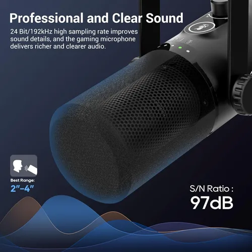 Miniatura 2 de FDUCE - Kit de micrófono de juego USB/XLR, micrófono dinámico para PC con RGB para podcasting y transmisión, kit de micrófono de computadora RGB