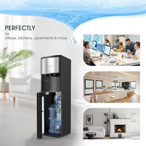 Miniatura 6 de Dispensador de agua de 5 galones, enfriador de agua fría y caliente con carga inferior, 3 ajustes de temperatura, indicador de botella vacía