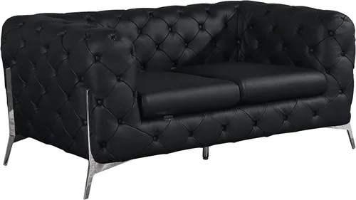 Miniatura 25 de Blackjack Furniture Modena - Moderno juego de sofá de 3 piezas de cuero italiano de grano superior, elegante diseño copetudo y patas de acero Beige