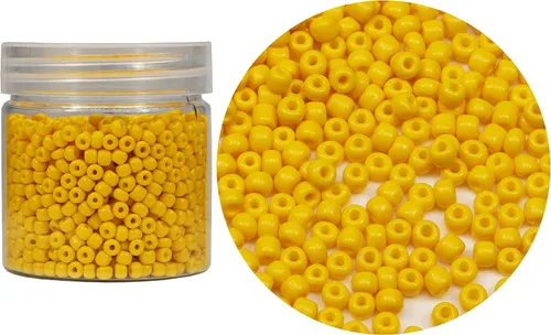 Miniatura 28 de Bala&Fillic Cuentas de semillas de vidrio sueltas de color amarillo claro opaco de 0.157 in, alrededor de 1400 piezas/3.88 oz en caja 6/0, cuentas