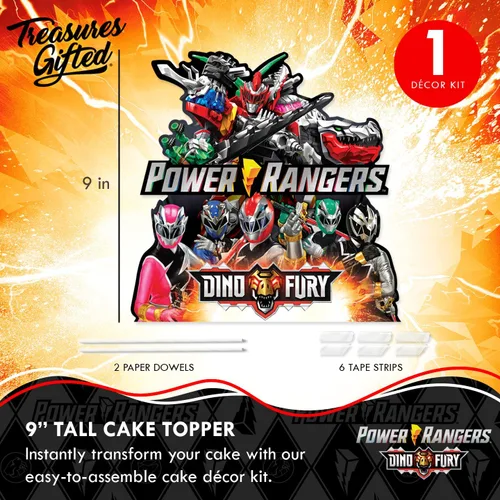 Miniatura 2 de inchTreasures Gifted - Decoración para tartas con licencia oficial de los Power Rangers, suministros para fiesta de cumpleaños de Power Rangers