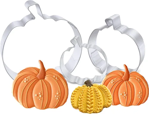 Juego de cortadores de galletas de calabaza, 4 pulgadas, 3.2 pulgadas, 1.96 pulgadas, cortador de galletas de Halloween, otoño, Acción de Gracias,