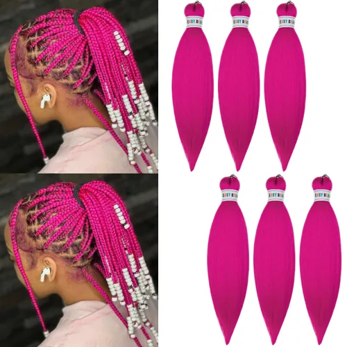 Miniatura 62 de Cabello estirado de fibra Kanekalon para trenzar con cabello humano, color oro rosado, 30 pulgadas