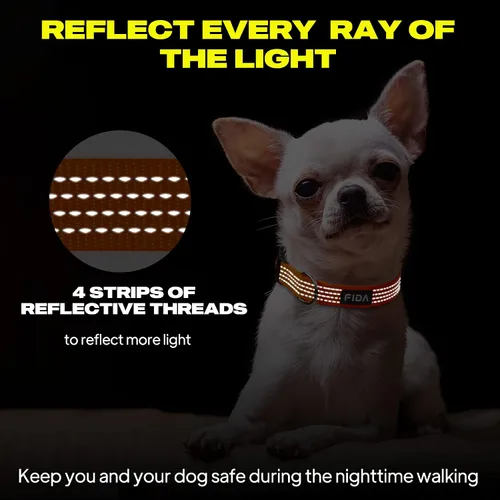 Miniatura 3 de Fida Collar reflectante para perro, collares de nailon para perros con colores neón para perros pequeños, medianos y grandes, de alta visibilidad