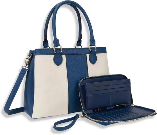 Miniatura 20 de Juego de bolsos y billeteras para mujer, bolso cruzado con asa superior, bolso de mano, cartera de hombro de cuero sintético A7-2pcs/Set Beige