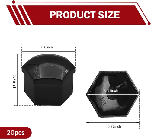 Miniatura 2 de 20 PIEZAS Tapa para Tuerca de Llanta, Tuerca Hexagonal de 17 mm para Tornillos de Neumáticos a Prueba de Óxido y Polvo, Carcasa Plástica Decorativa