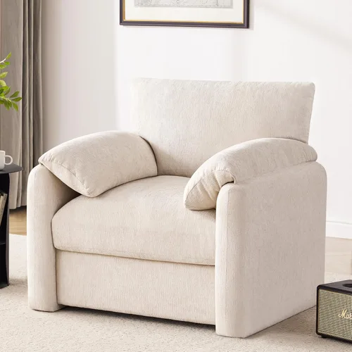 Howjoe Sillón Extragrande de Chenilla, Sillas de Acento de 38.6 Pulgadas de Ancho para Sala de Estar y Dormitorio Silla de Descanso Moderna, Silla