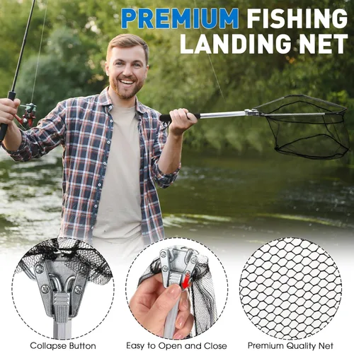 Miniatura 6 de RoundFunny Kit de herramientas de pesca de 10 piezas, alicates de pesca con cordón y fundas protectoras, salabre, cuchillo de filete, balanza