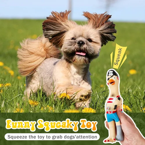 Miniatura 4 de Silipull 6 juguetes de goma chirriantes para perros, pollo gritando, látex, goma suave, masticar, juguetes molares interactivos divertidos