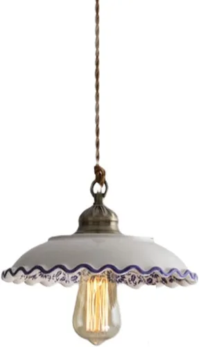 MARURY Lámpara colgante de techo, luz colgante de porcelana azul y blanca, lámpara clásica de cerámica pequeña ajustable para cocina, isla,