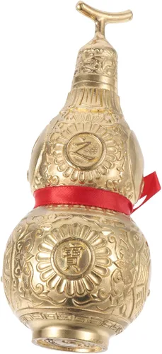 Garneck Adorno de calabaza de cobre, estatua decorativa de Feng Shui Wu Lou para mesa de oficina en casa, símbolo de prosperidad y riqueza