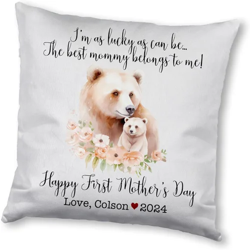 Miniatura 10 de Mother's Day Bear, First Mother's Day Custom Pillowcase, Personalized Mother's Day Pillowcase, Gift for Mom, Home Decor