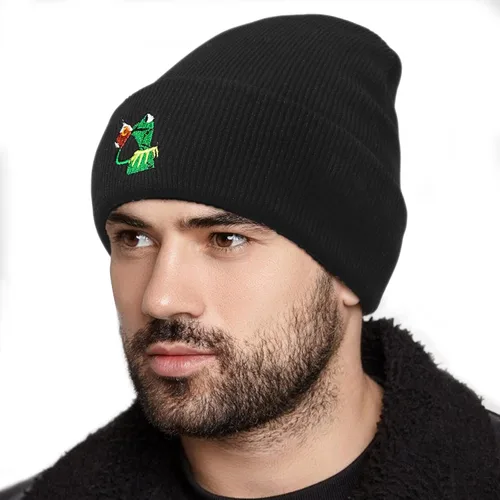 Miniatura 3 de Winter Kermit The Frog Beber - Gorro de punto grueso de gran tamaño unisex con puños