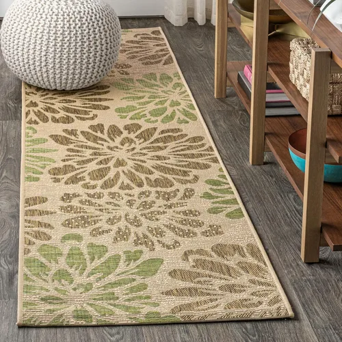Miniatura 22 de JONATHAN Y Alfombra Corredor de Tejido Texturizado Floral para Interiores y Exteriores 2X8 Marrón/Crema, Zinnia Moderna para Patio Trasero, Patio