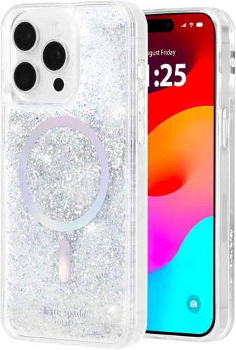 Miniatura 15 de Kate Spade New York Funda para iPhone 15 Pro Max, compatible con la funda MagSafe para teléfono, purpurina gruesa iridiscente