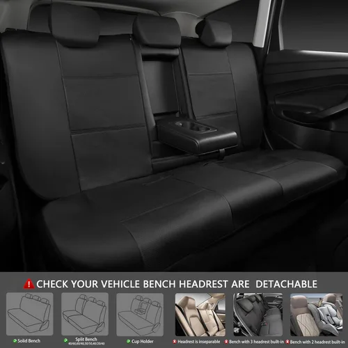 Miniatura 3 de CAR Pass Skyline - Fundas de asiento de cuero de alta calidad, impermeables, de poliuretano, juego completo, fundas de asiento delantero y trasero