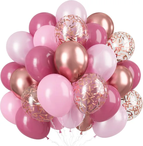Miniatura 17 de Set de globos azul polvo, 60 paquetes de 12 pulgadas de globos metálicos dorados cromados, azul macarrón, azul océano, blanco arena, confeti