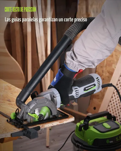 Miniatura 4 de WORKPRO Sierra circular de 5.8A 3500RPM con guía paralela, profundidad máxima de corte 1-11/16 pulgadas (90°), 1-1/8 pulgadas (45°), sierra circular