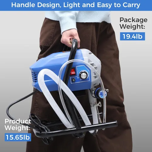 Miniatura 6 de Pulverizador de pintura sin aire X10, pulverizador de pintura de 0.31 GPM para interior del hogar, 700 W, 2900 psi, pulverizador sin aire con baja