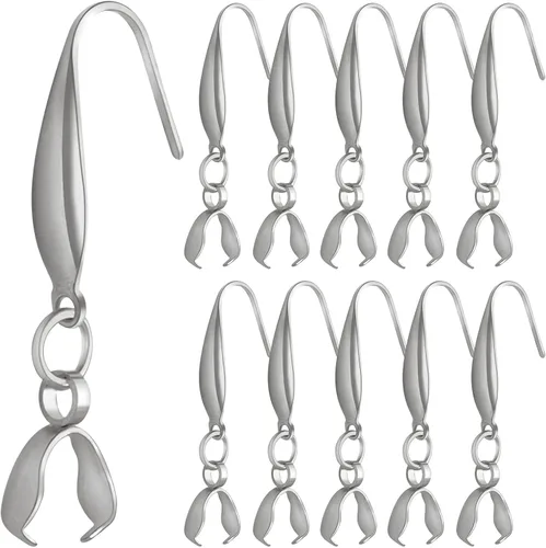Ganchos para aretes de acero inoxidable, 30 ganchos hipoalergénicos para aretes con hebilla de alambre para mujer, suministros de fabricación de