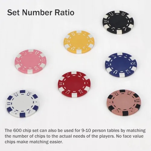 Miniatura 2 de 600 piezas de fichas de póquer de casino para juego de blackjack, juego de fichas de póquer de 11.5 gramos para kit de póquer de casino Texas 7