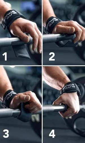 Miniatura 2 de Fitgriff® Elite Straps - Correas de muñeca para levantamiento (agarres de goma) para pesas, gimnasio, entrenamiento, peso muerto - Revolución