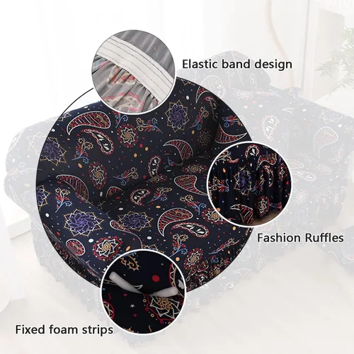 Miniatura 3 de MBROS Funda de sofá súper elástica, protector de muebles impreso con falda, funda de sofá para sofá de 2 plazas, funda suave para sofá biplaza