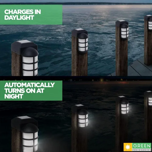 Miniatura 2 de GreenLighting Marina - Luces solares para tapa de poste de 4 x 4 pulgadas, luz solar de madera nominal para exteriores, poste de valla, paisajismo