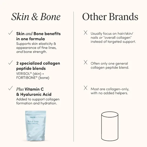 Miniatura 6 de The 'Pause Life Skin & Bone, Verisol & Fortibone Péptidos de colágeno, fórmula en polvo con ácido hialurónico y vitamina C, suplemento sin gluten