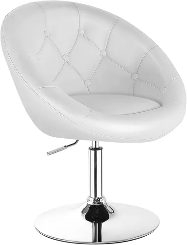 Miniatura 11 de Giantex Silla giratoria redonda de tocador, silla de maquillaje con altura ajustable y inclinación con respaldo, para uso en salones de belleza