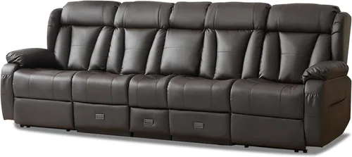 Miniatura 10 de Sofá biplaza reclinable manual de 110 pulgadas, sillón reclinable de 4 asientos con consola, mesa plegable y salidas integradas, sofá reclinable